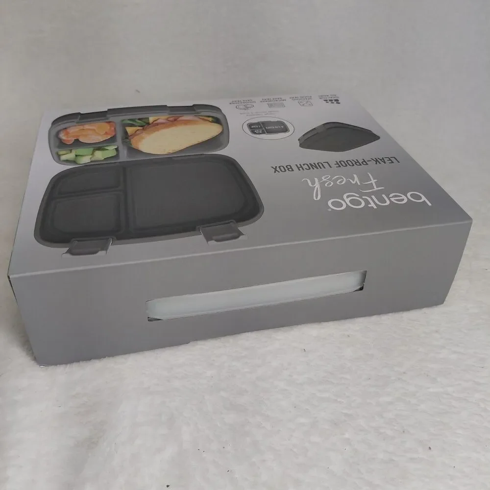 NEW Bentgo Fresh Leak-Proof Bento Lunch Box Charcoal Gray 3/4 Compartments NIB